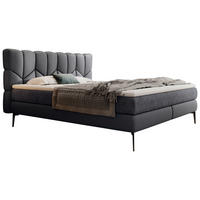 BOXSPRINGBETT 180/200 cm,  in Anthrazit, Graphitfarben, Matratze, Topper, H2 + H3 = mittel + fest  - Anthrazit/Schwarz, Design, Leder/Textil (180/200cm) - Esposa