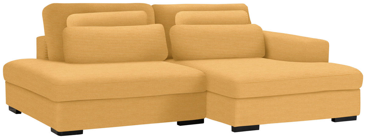 ECKSOFA in Cord, Velours Gelb  - Gelb/Schwarz, Design, Kunststoff/Textil (223/158cm) - Lomoco
