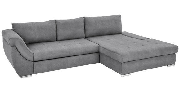 ECKSOFA Hellgrau Flachgewebe  - Silberfarben/Hellgrau, Design, Textil/Metall (306/174cm) - Carryhome