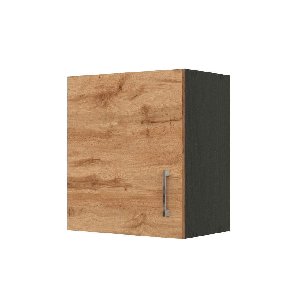 Küchenoberschrank B: 50 cm Eiche Deko/Anthraz. 1 Drehtür