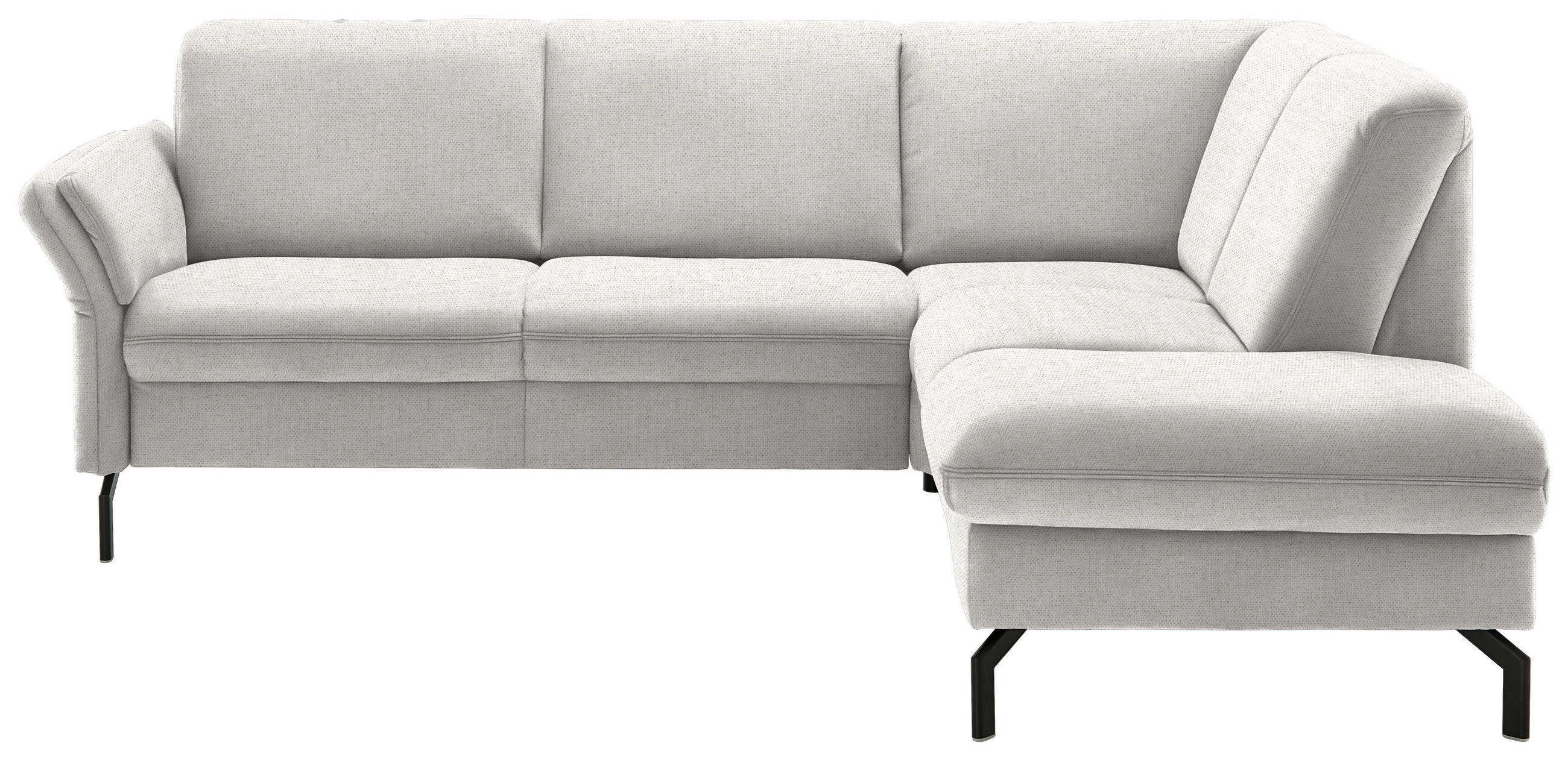 ECKSOFA in Flachgewebe Alabasterfarben  - Alabasterfarben/Schwarz, Konventionell, Textil/Metall (241/190cm) - Beldomo Comfort