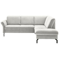 ECKSOFA in Flachgewebe Alabasterfarben  241/190 cm  - Alabasterfarben/Schwarz, KONVENTIONELL, Textil/Metall (241/190cm) - Beldomo Comfort