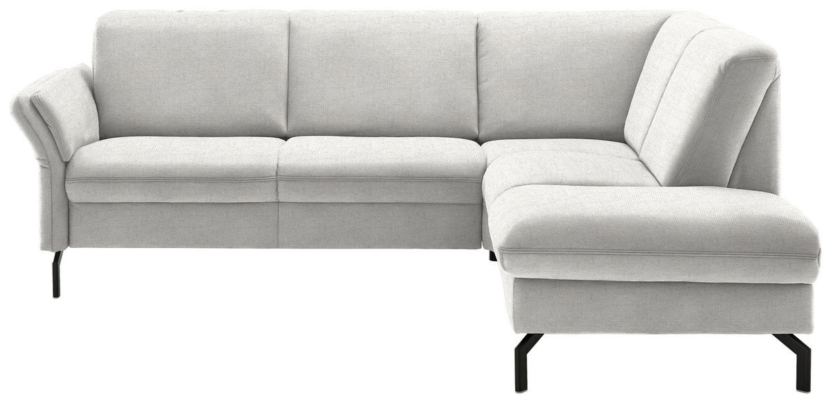 ECKSOFA in Flachgewebe Alabasterfarben  241/190 cm  - Alabasterfarben/Schwarz, KONVENTIONELL, Textil/Metall (241/190cm) - Beldomo Comfort