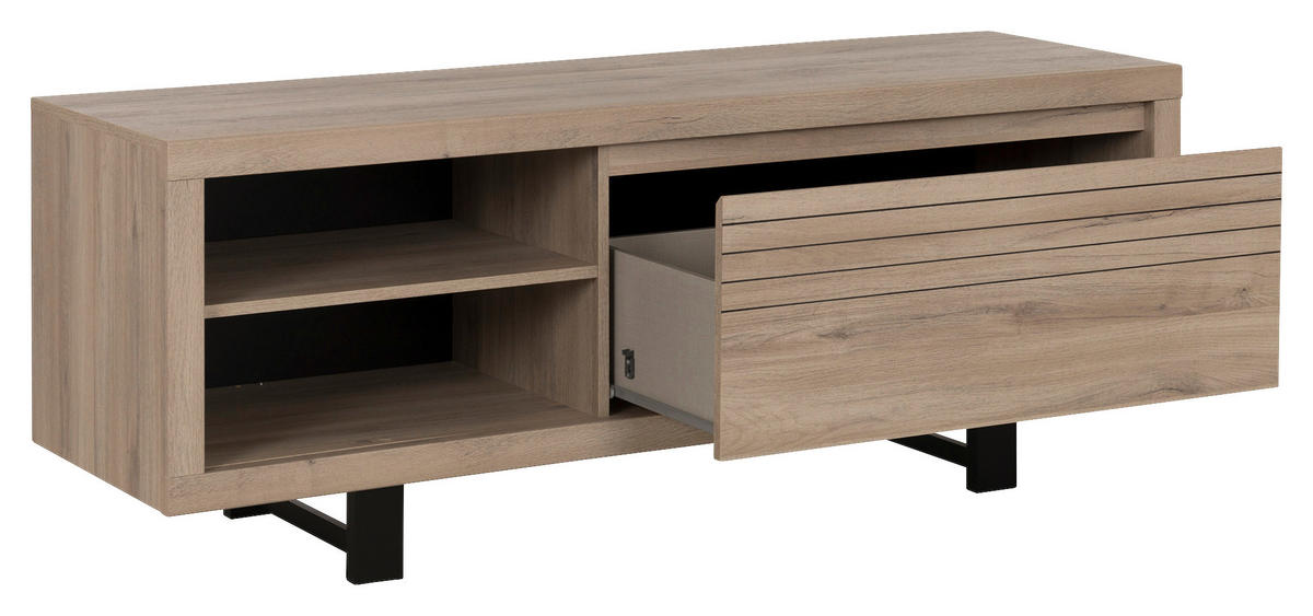 TV-ELEMENT - Eichefarben/Schwarz, MODERN, Holzwerkstoff (160/60/48cm) - MID.YOU