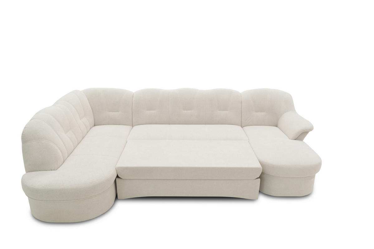 WOHNLANDSCHAFT FLORES FK Creme Mikrofaser  - Creme/Schwarz, KONVENTIONELL, Kunststoff/Textil (182/293/142cm) - MID.YOU