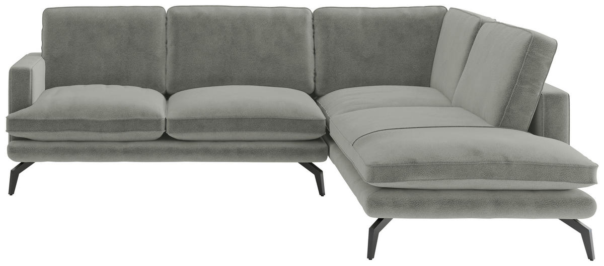 ECKSOFA in Flachgewebe Grau  - Champagner/Schwarz, Design, Textil/Metall (250/202cm) - Livetastic