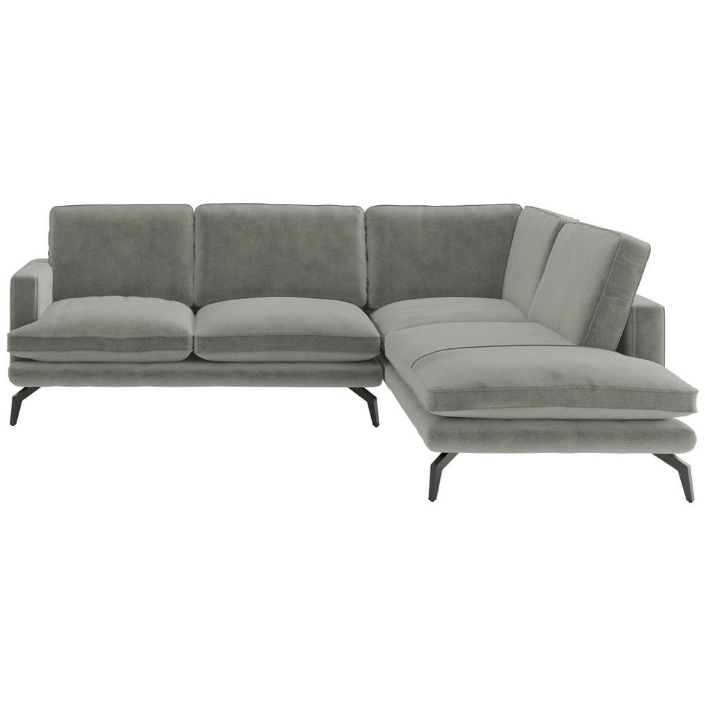 Thumbnail - Livetastic Ecksofa Bali, Grau, Textil, 3-4-Sitzer, Füllung: Daunen, Silikon, Ottomane rechts, L-Form, 250x202 cm, Made i...