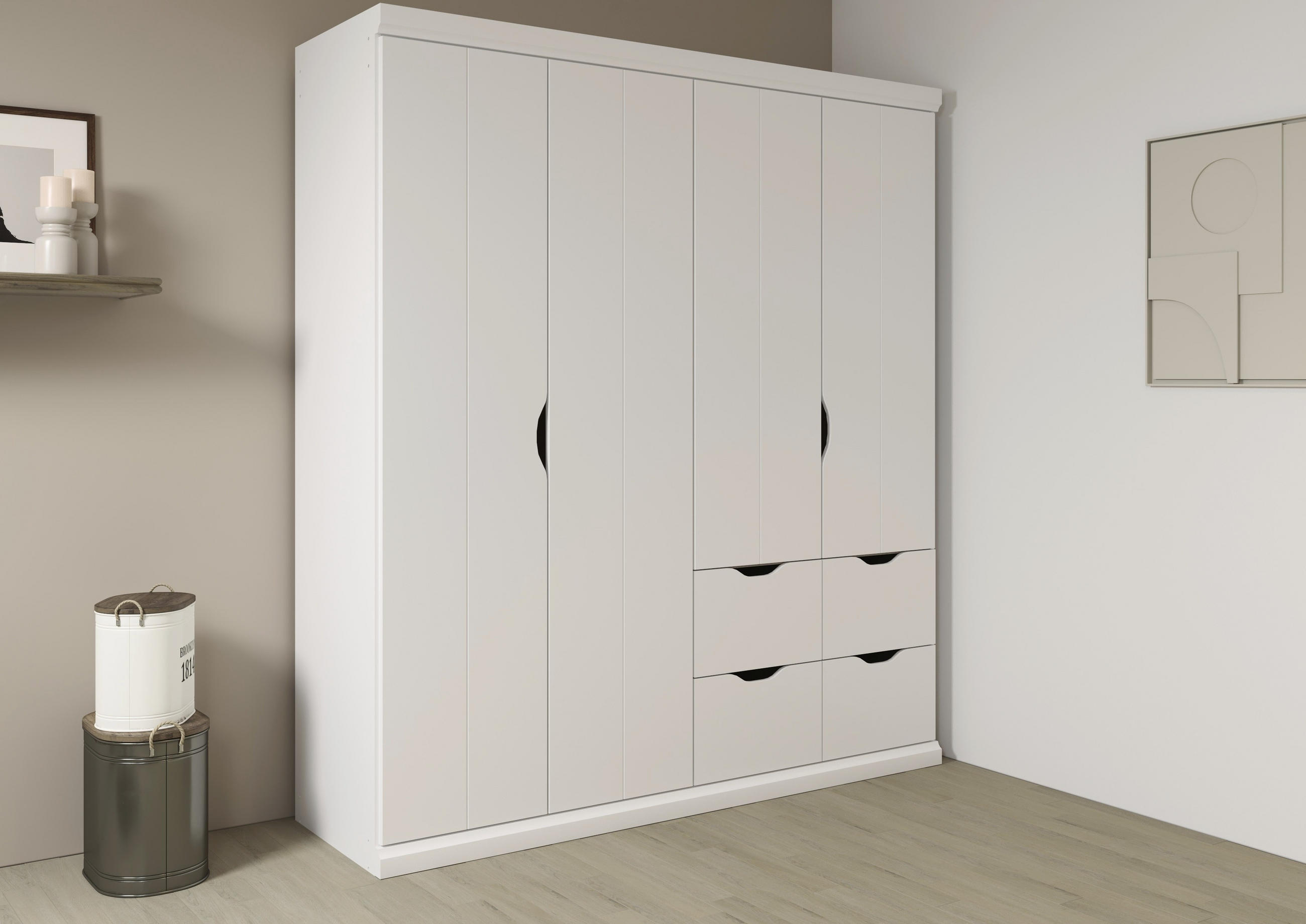 KLEIDERSCHRANK in Weiss  - Weiss, Basics, Holzwerkstoff (181/203/56cm) - Boxxx