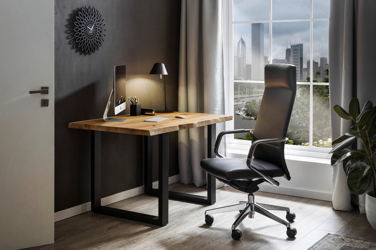 ESSTISCH in Holz 160/90/75 cm  - Schwarz/Naturfarben, MODERN, Holz/Metall (160/90/75cm) - Livetastic
