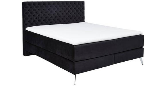 BOXSPRINGBETT 160/200 cm  in Schwarz  - Chromfarben/Schwarz, Design, Textil/Metall (160/200cm) - Xora