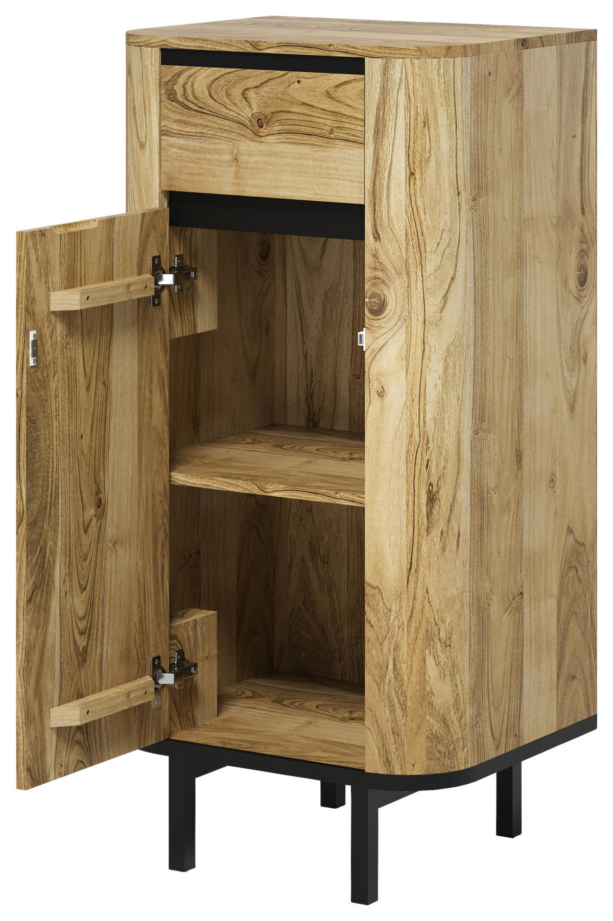 UNTERSCHRANK 51/107/42 cm   - Schwarz/Naturfarben, Natur, Holz/Metall (51/107/42cm) - Livetastic