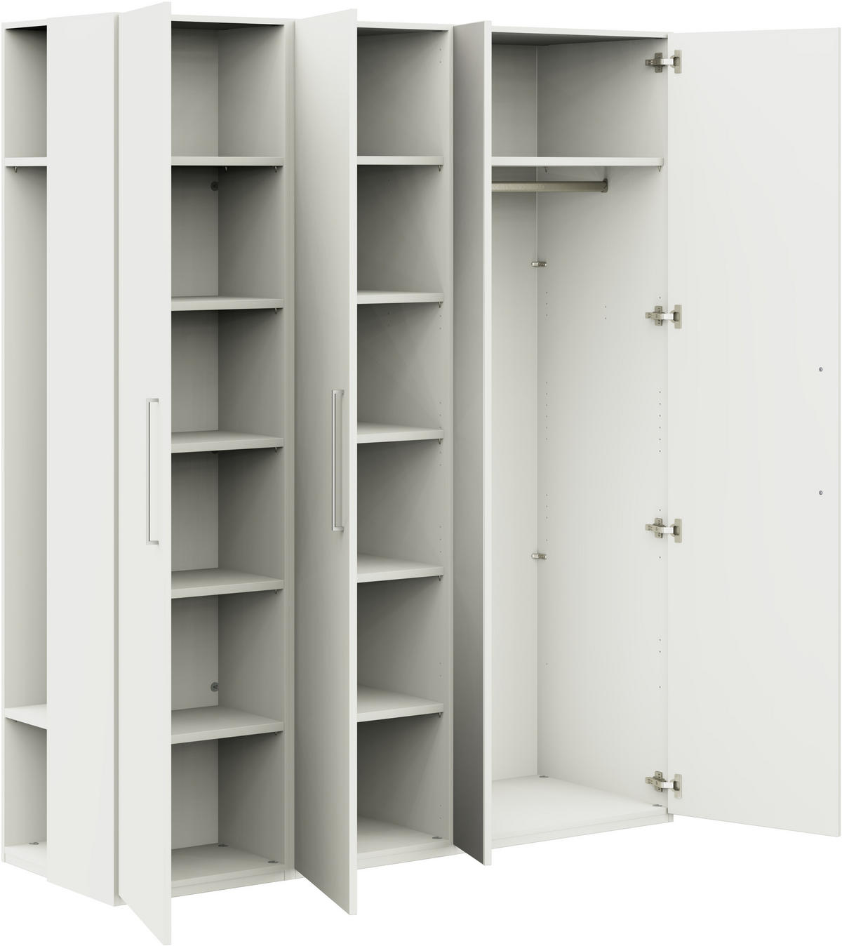 KLEIDERSCHRANK in Weiss  - Weiss/Edelstahlfarben, Design, Glas/Holzwerkstoff (177,6/213,6/59,3cm) - Cantus
