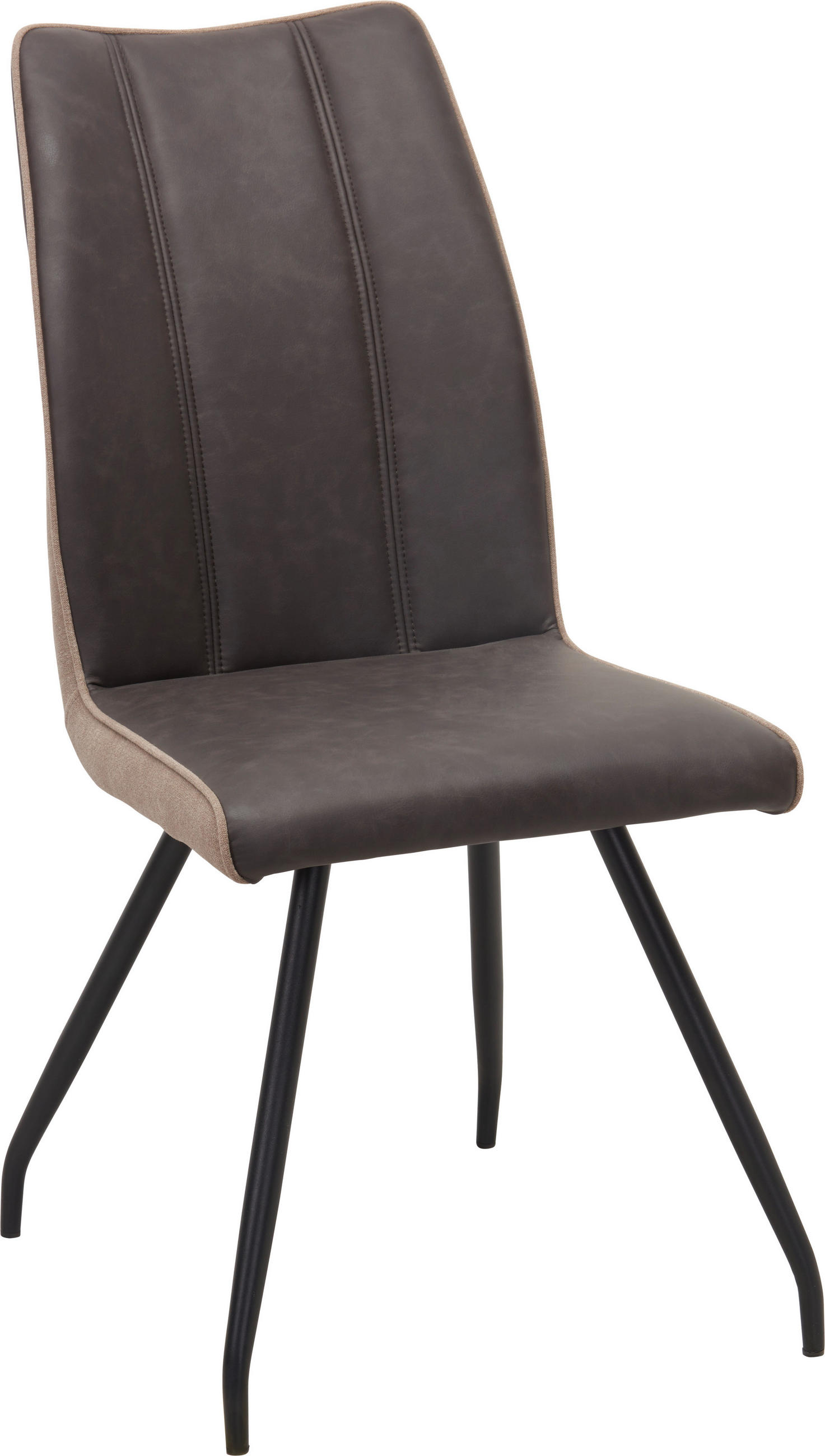 SCAUN in metal, textil maro, negru, maro deschis