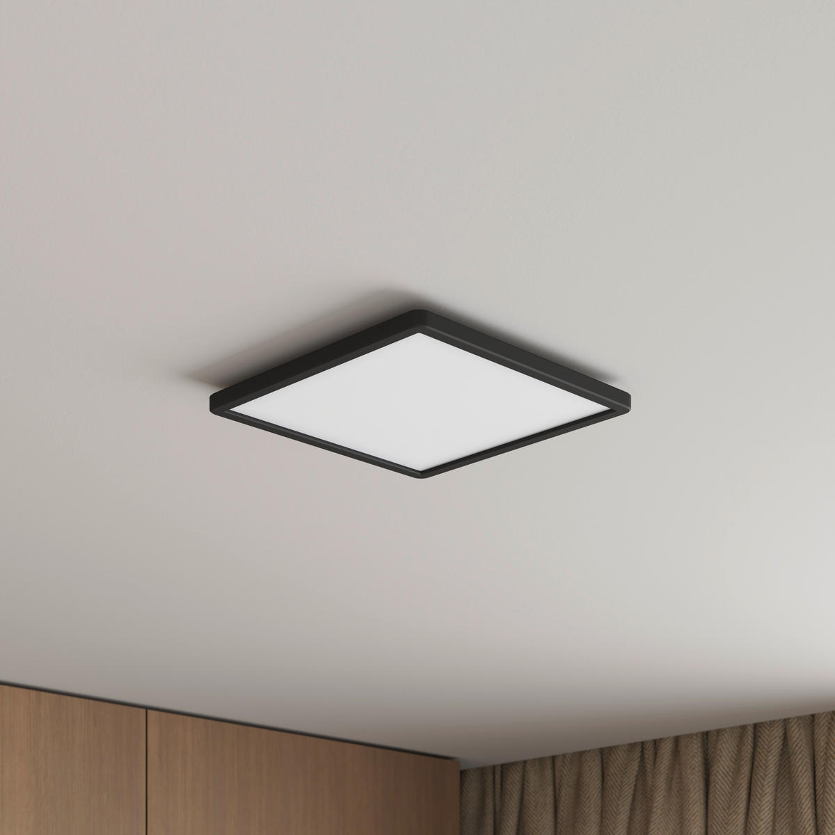 LED-DECKENLEUCHTE Giga 29,3/29,3/2,8 cm   - Schwarz, Basics, Kunststoff (29,3/29,3/2,8cm) - Novel