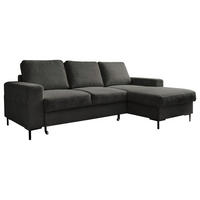 ECKSOFA Grau Cord  - Schwarz/Grau, MODERN, Textil/Metall (236/148cm) - MID.YOU