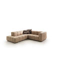 ECKSOFA in Echtleder Hellbraun  255/244 cm  - Hellbraun/Schwarz, Design, Leder/Metall (255/244cm) - Emilio Belluti