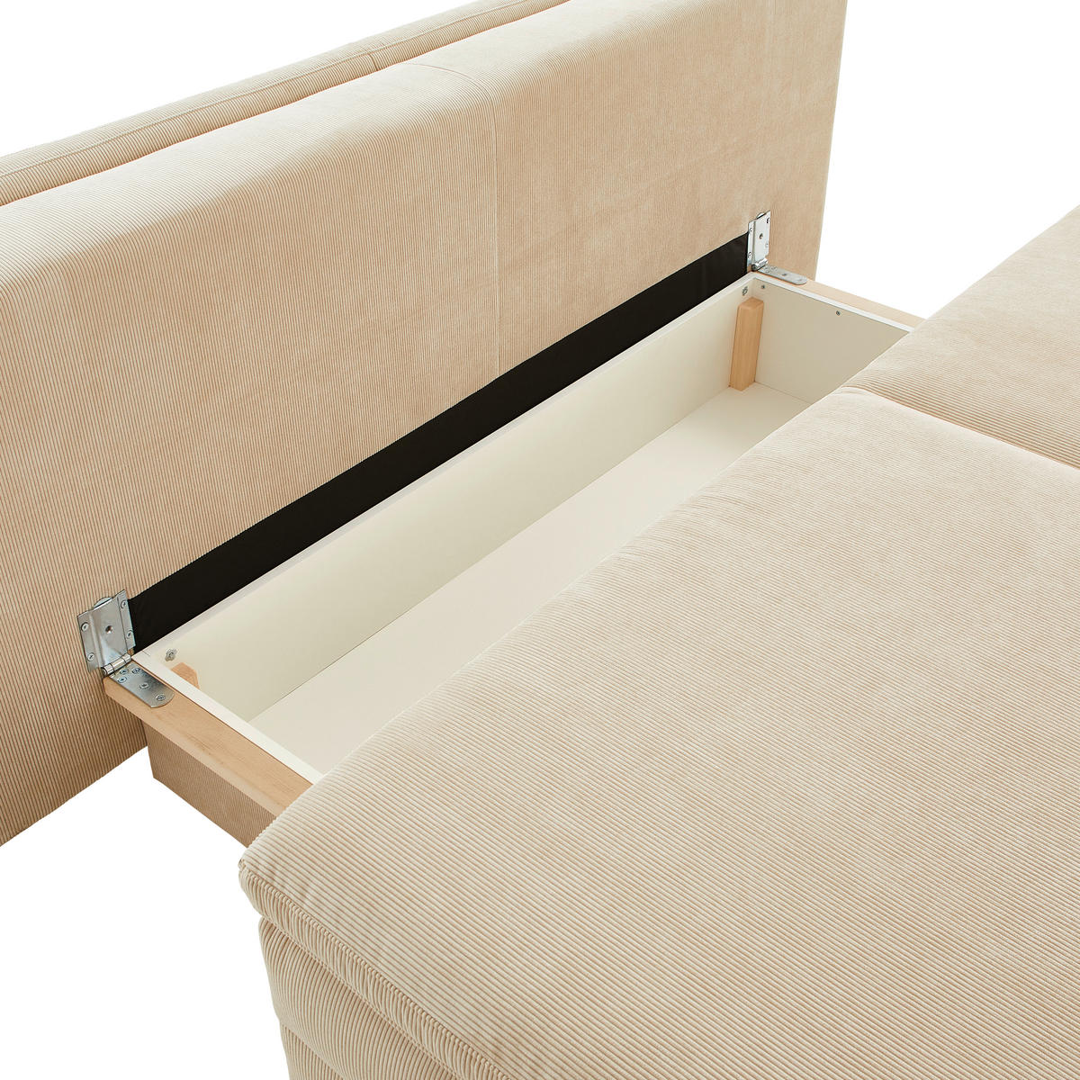 BOXSPRINGSOFA in Cord Beige  - Beige/Schwarz, Design, Textil/Metall (200/100/108cm) - Novel