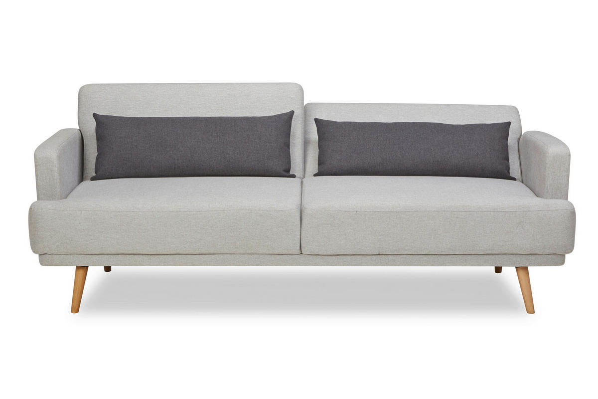 3-SITZER-SOFA Webstoff Hellgrau  - Dunkelgrau/Hellgrau, MODERN, Holz/Textil (214/83/86cm) - Livetastic
