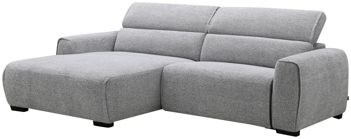 ECKSOFA Hellgrau Mikrofaser  - Hellgrau/Schwarz, Design, Textil/Metall (172/256cm) - Carryhome
