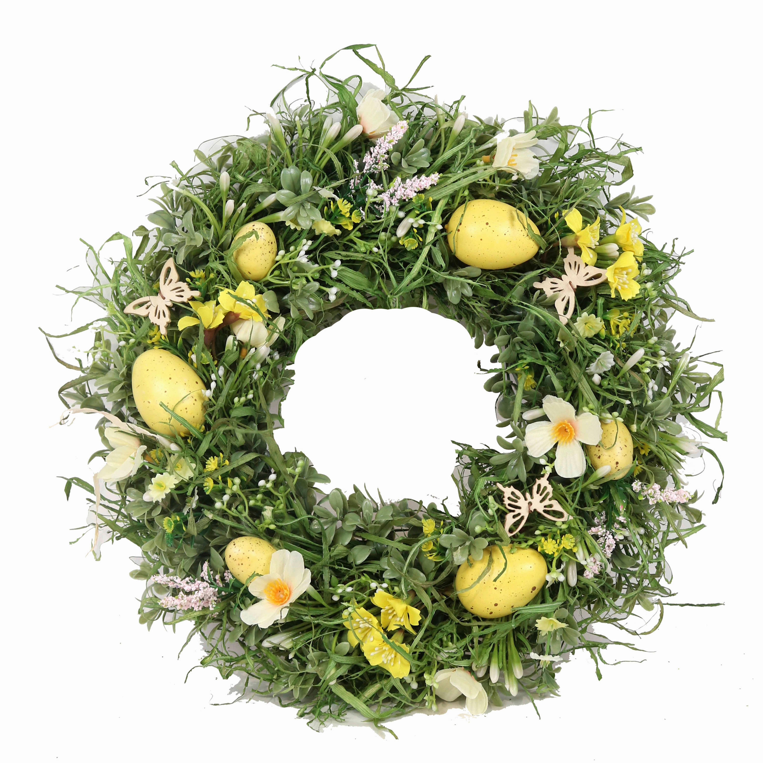 FRÜHLINGSKRANZ  - Gelb/Grün, LIFESTYLE, Naturmaterialien/Kunststoff (34cm)