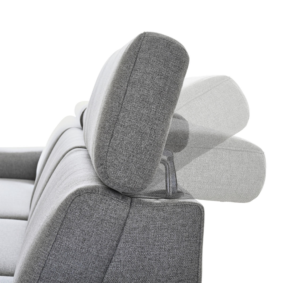 ECKSOFA in Flachgewebe Hellgrau  - Hellgrau/Schwarz, Konventionell, Textil/Metall (182/304cm) - Pure Home Comfort