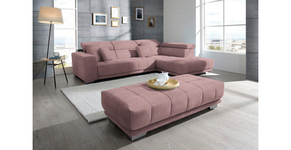 ECKSOFA in Mikrofaser Rosa  - Chromfarben/Rosa, Design, Textil/Metall (301/207cm) - Xora