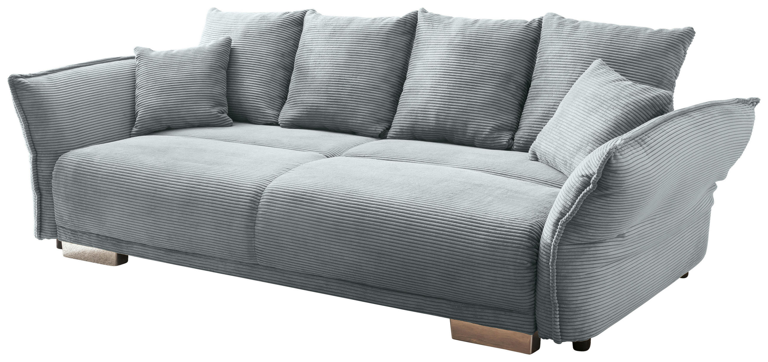 BIGSOFA in Cord Hellblau  - Chromfarben/Hellblau, MODERN, Kunststoff/Textil (242/71/90/131cm) - Livetastic