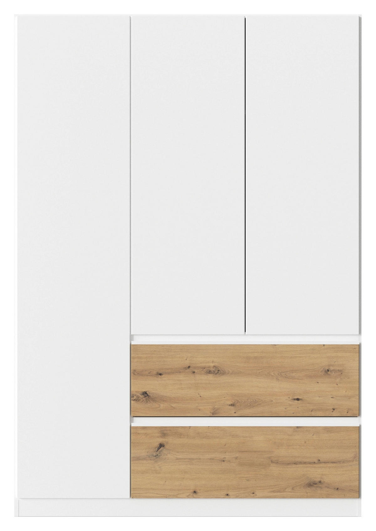 DREHTÜRENSCHRANK 136/197/54 cm 3-türig Weiß, Eiche Artisan  - Weiß/Eiche Artisan, MODERN, Holzwerkstoff (136/197/54cm) - Rauch Möbel