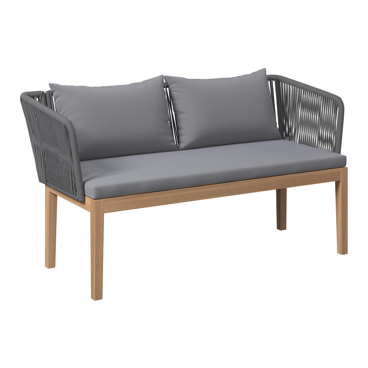 LOUNGEGARNITUR   160/74/84 cm  - Akaziefarben/Grau, Modern, Holz/Kunststoff (160/74/84cm) - Ambia Garden