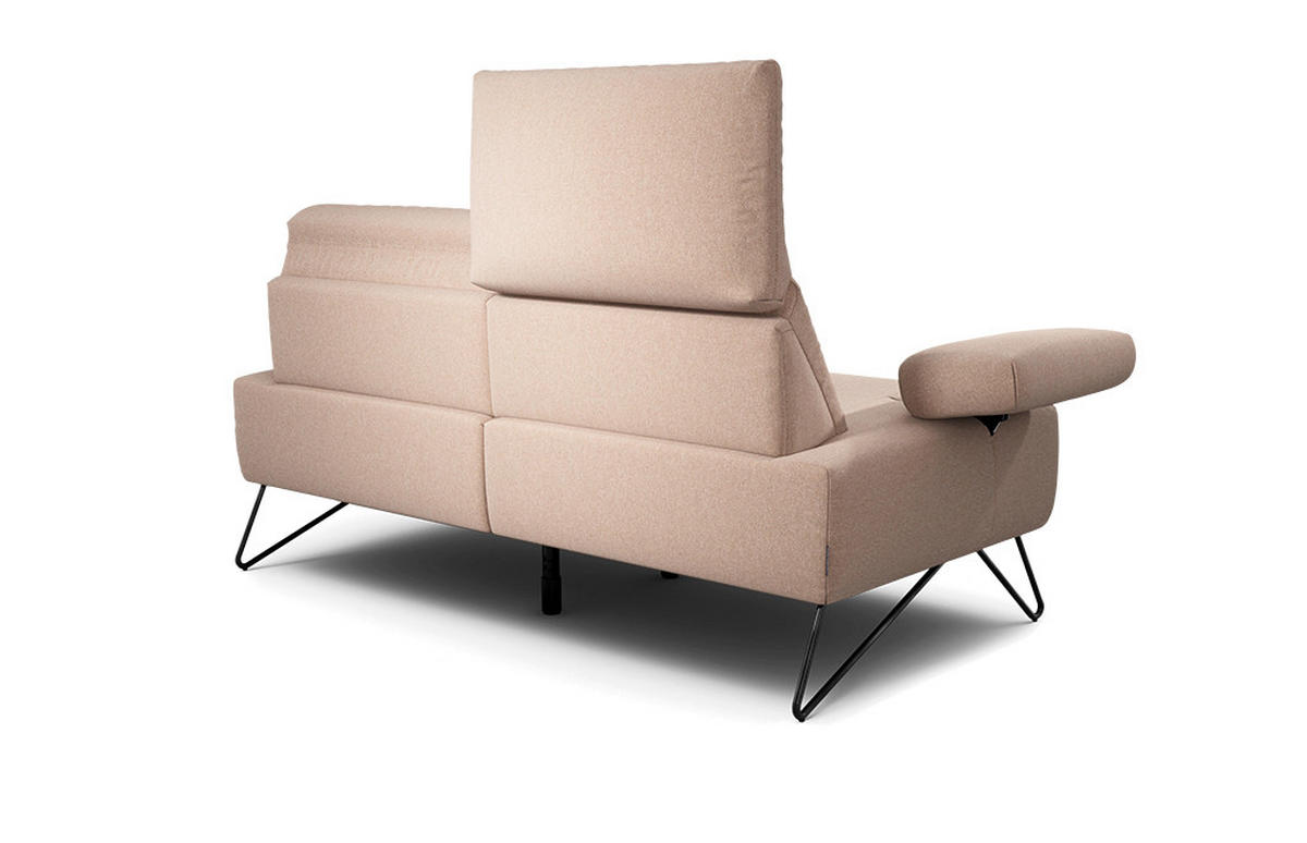 2-SITZER-SOFA in Chenille Rosa  - Schwarz/Rosa, Design, Textil/Metall (164-194/85/86-94cm) - SENSOO