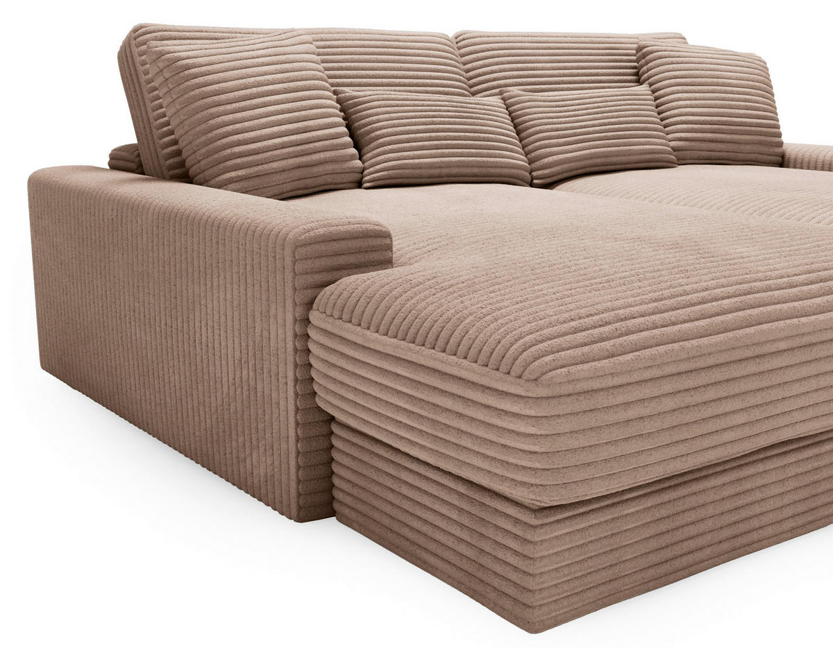 BIGSOFA Cord Hellbraun  - Hellbraun/Schwarz, MODERN, Kunststoff/Textil (230/85/190cm) - Carryhome