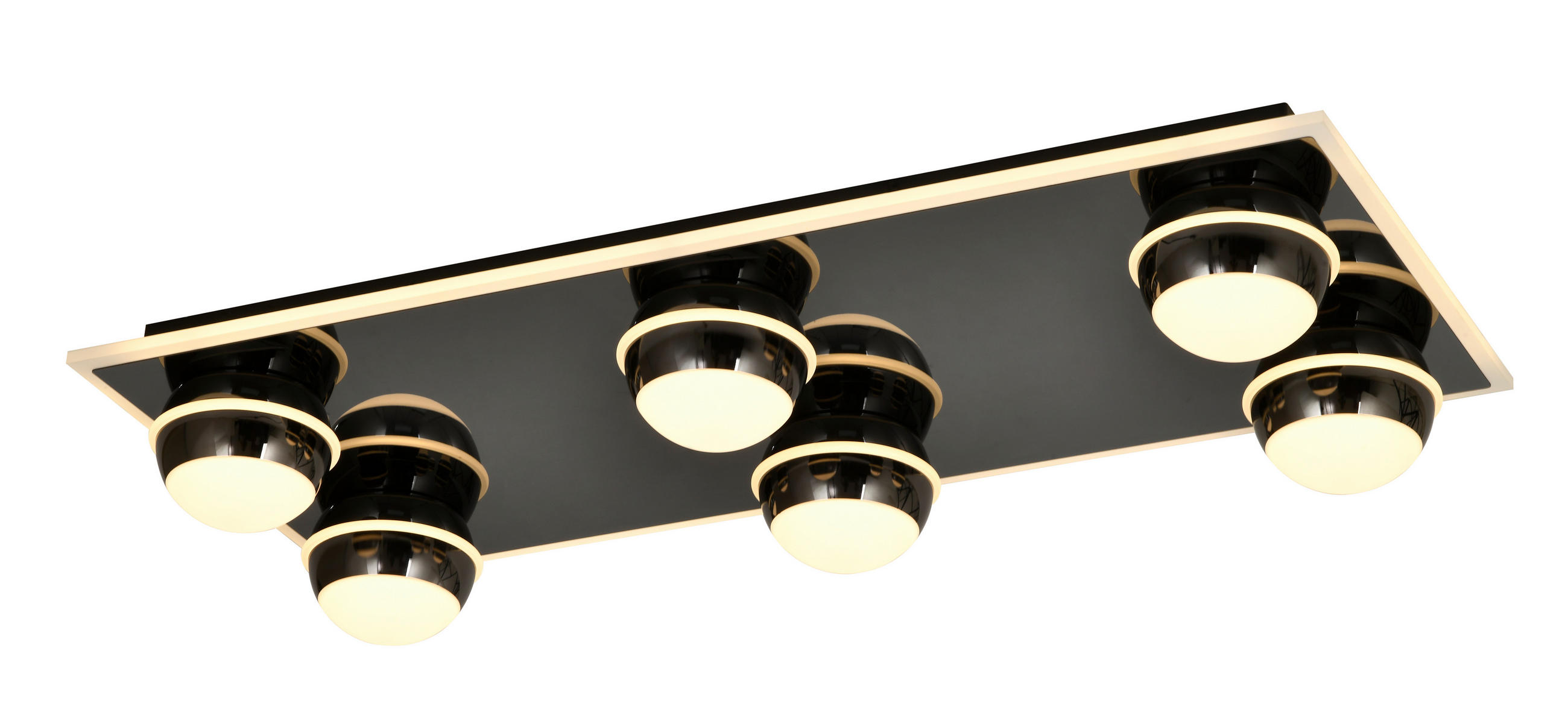 LED-DECKENLEUCHTE Biarritz 74/32/12,5 cm  - Schwarzchrom, Design, Kunststoff/Metall (74/32/12,5cm)