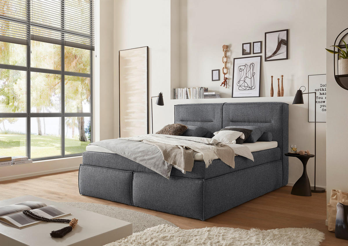 BOXSPRINGBETT 200/220 cm  in Anthrazit  - Anthrazit, MODERN, Holzwerkstoff/Kunststoff (200/220cm) - MID.YOU