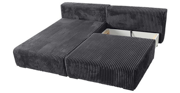 ECKSOFA Schwarz Cord  - Schwarz, MODERN, Holz/Textil (145/210cm) - Carryhome