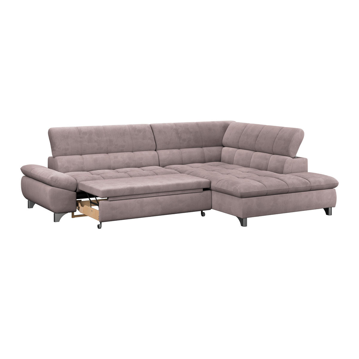 ECKSOFA Rosa Chenille  - Chromfarben/Rosa, KONVENTIONELL, Textil/Metall (312/234cm) - Livetastic
