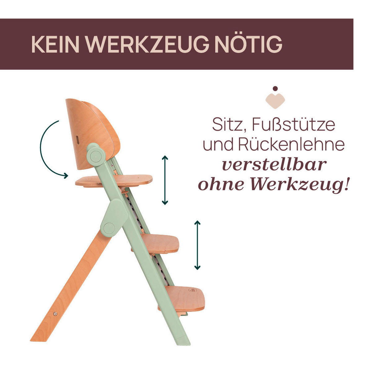 HOCHSTUHL Meraviglia Buchefarben, Olivgrün Olive/Buche  - Buchefarben/Olivgrün, Basics, Holz/Kunststoff (44/63-83/55cm) - Chicco