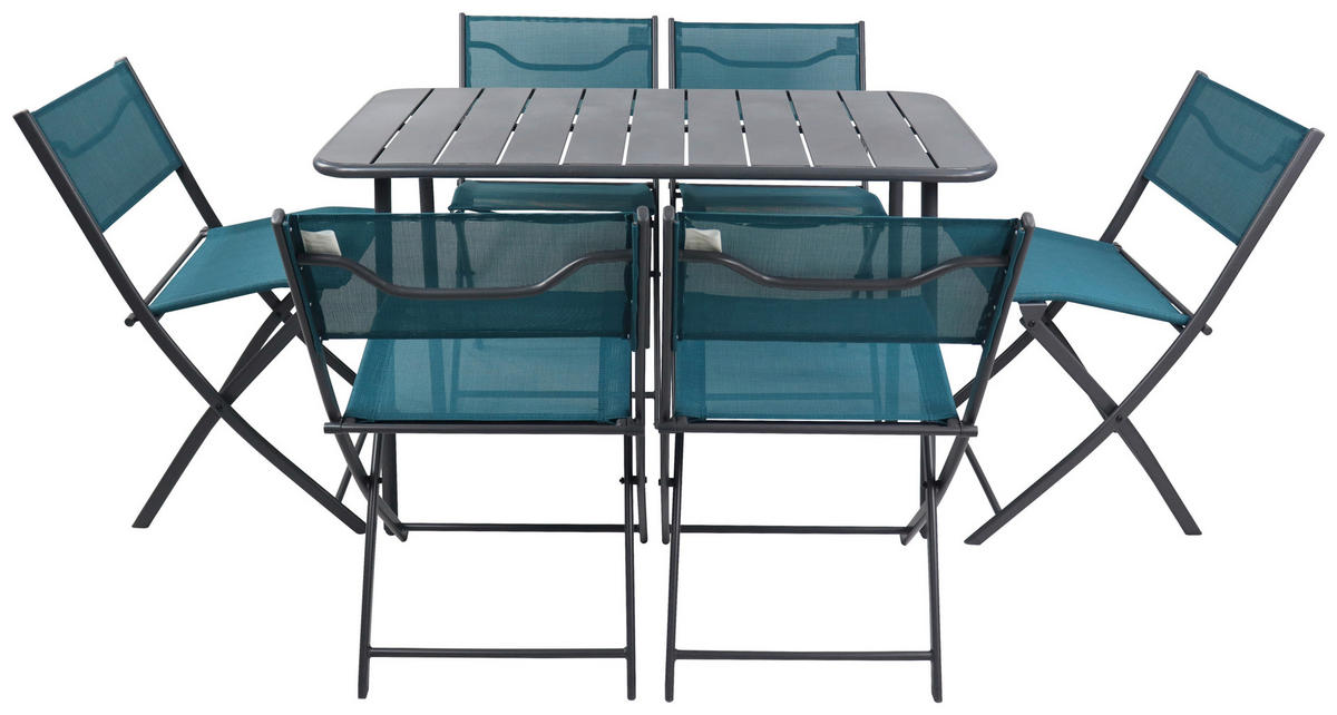 GARTENSET  7-teilig  - Türkis/Schwarz, Modern, Kunststoff/Textil - Ambia Garden