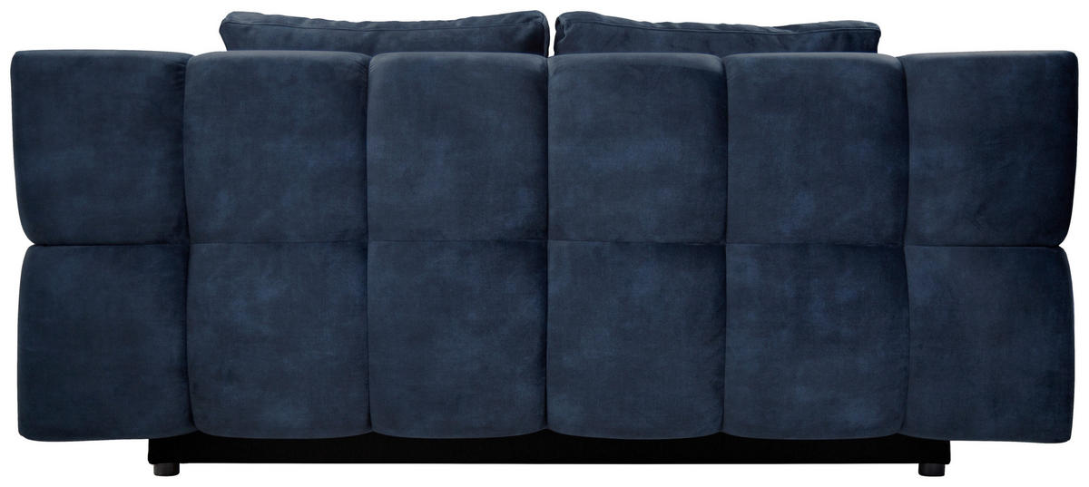SCHLAFSOFA BOBBIO PLUS Velours Dunkelblau  inkl. Rückenkissen, Armlehnenkissen, Stauraum  - Schwarz/Dunkelblau, Design, Textil/Metall (204/90/95cm) - MID.YOU
