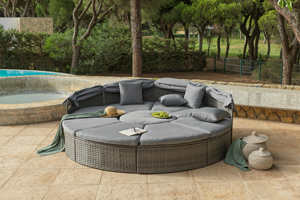 GARTENMUSCHEL Stahl  - Grau, MODERN, Kunststoff/Textil (237/72-150cm) - Ambia Garden