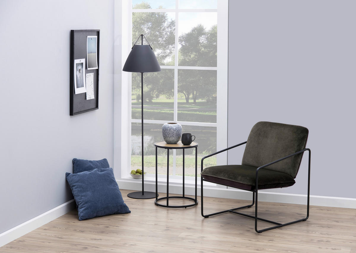 POMOĆNI STOČIĆ   - crna/divlji hrast, Moderno, metal/pločasti materijal (40/40/50cm) - Carryhome