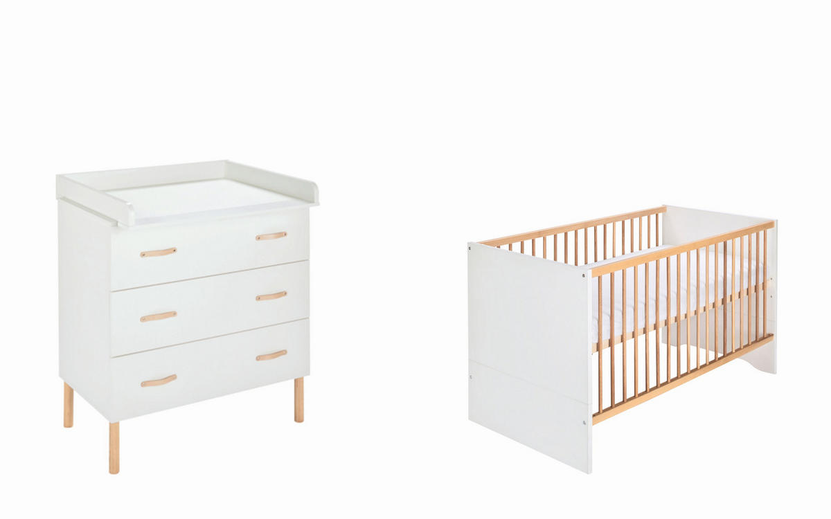 Babyzimmer 2 tlg. Melody white  - Buchefarben/Weiß, Basics, Holz/Holzwerkstoff - Schardt