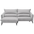 ECKSOFA in Velours Hellgrau  - Hellgrau/Schwarz, Design, Holz/Textil (170/238cm) - Carryhome