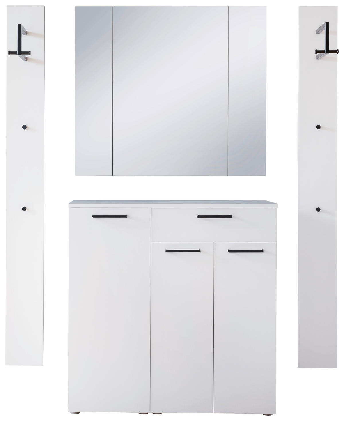 GARDEROBE 4-teilig  in 160/200/38 cm  - Weiß, KONVENTIONELL, Holzwerkstoff (160/200/38cm) - Moderano