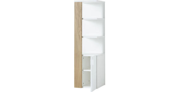 BADEZIMMERREGAL 30/107/32 cm - Edelstahlfarben/Eichefarben, Design, Holzwerkstoff/Metall (30/107/32cm) - Xora
