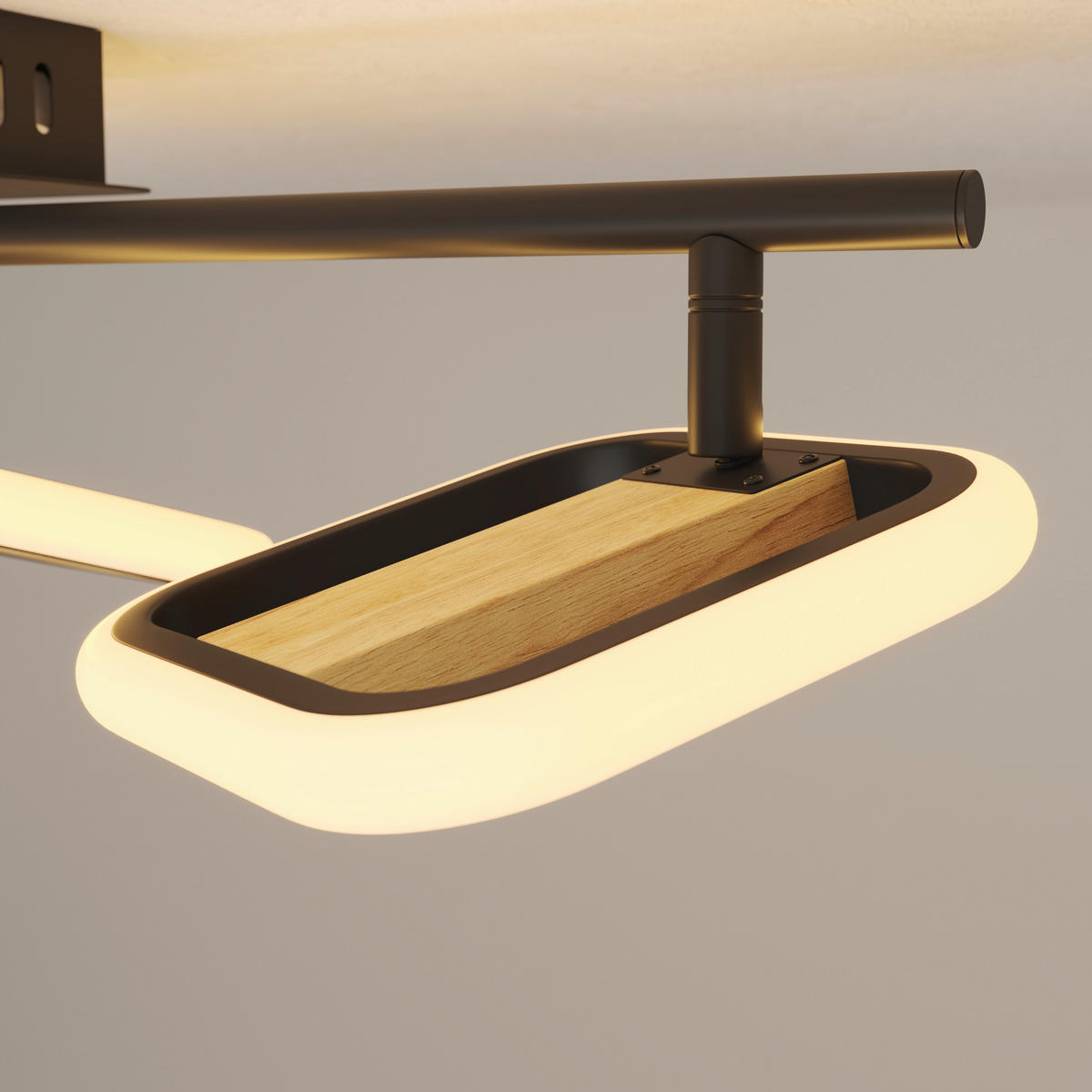 LED-STRAHLER Miriam 55/13,5/12 cm   - Eschefarben/Schwarz, Design, Holz/Kunststoff (55/13,5/12cm) - Novel