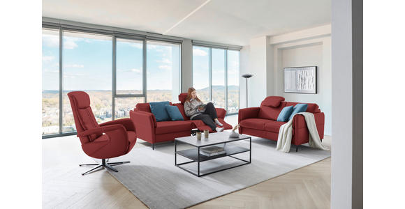 3-SITZER-SOFA in Leder Bordeaux  - Bordeaux/Schwarz, Design, Leder/Metall (190/84/99cm) - Dieter Knoll