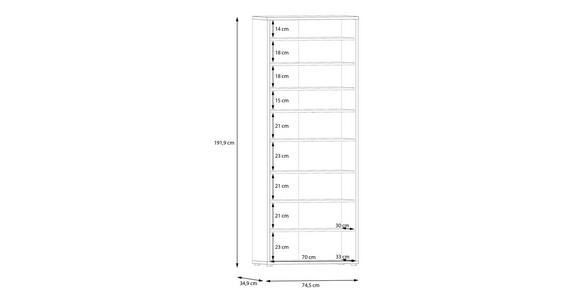 SCHUHSCHRANK 75/192/35 cm  - Terracotta/Grau, Basics, Holzwerkstoff/Kunststoff (75/192/35cm) - Xora