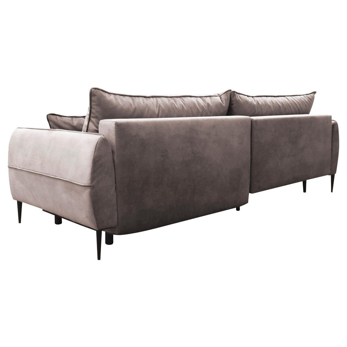 ECKSOFA Beige Velours  - Beige/Schwarz, Design, Textil/Metall (189/260cm) - MID.YOU