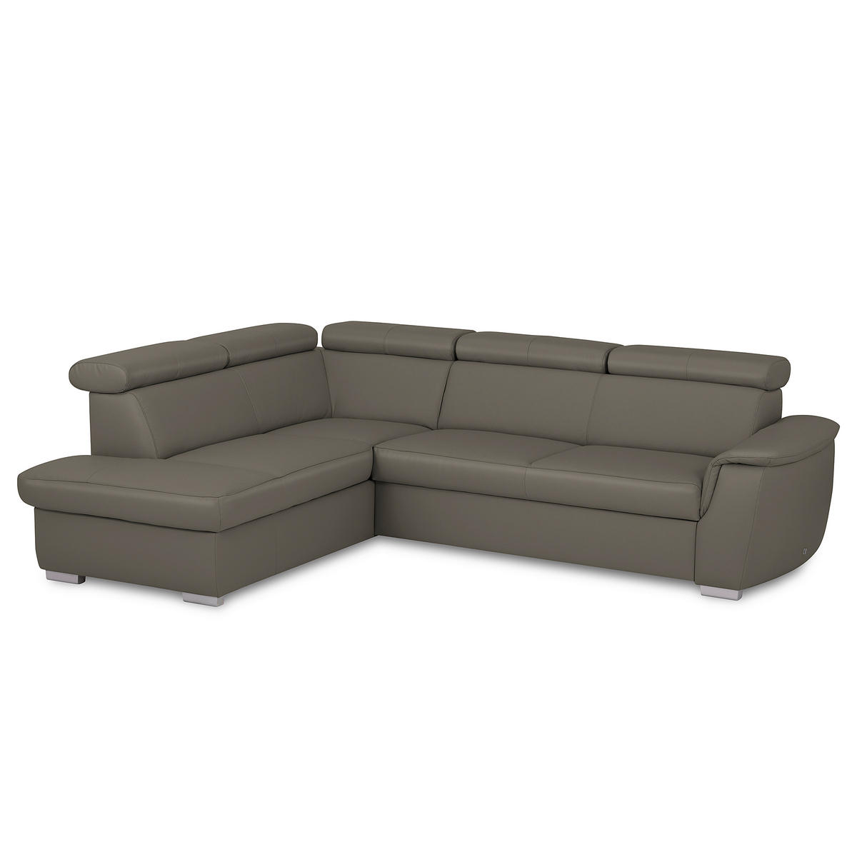 WOHNLANDSCHAFT  in Kombination Echtleder/Lederlook Schlammfarben  - Schlammfarben, Leder/Metall (211/262cm) - Celina Home