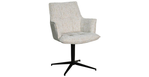 ARMLEHNSTUHL in Eisen Chenille - Beige/Schwarz, MODERN, Textil/Metall (59,5/87,5/62,5cm) - Novel